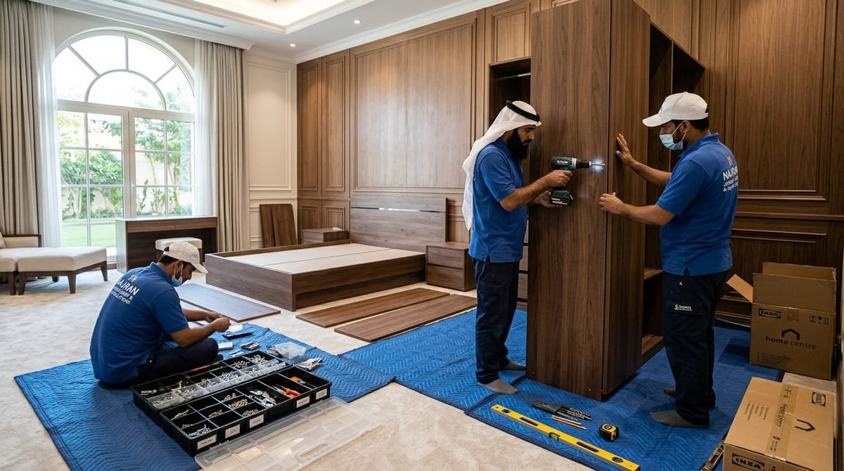 نجار وفني دار الهنا يقوم بفك وتركيب غرف النوم والدواليب الخشبية باحترافية